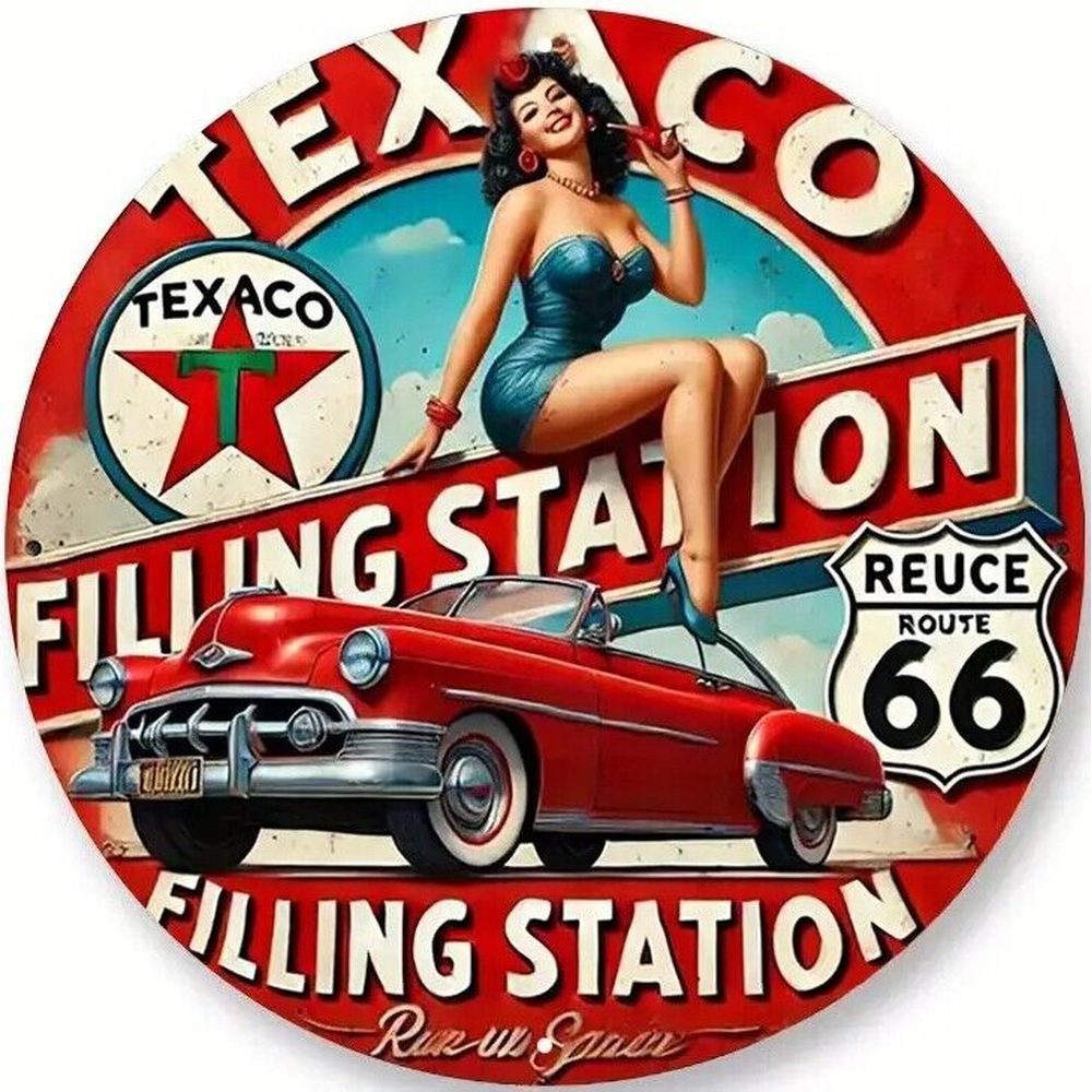 Texaco Filling Station Novelty 8" Round Metal Sign NEW! Home & Garden:Home Décor:Plaques & Signs Style Your Walls