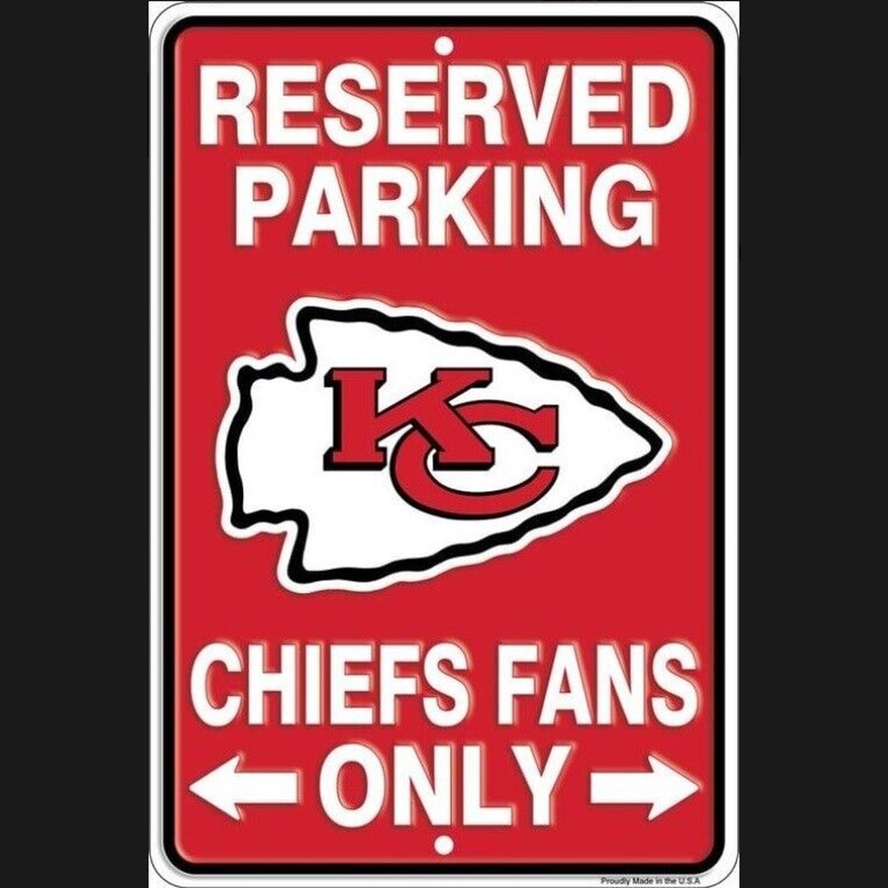 Reserved Parking Chiefs Fans Only 8" x 12" Embossed Metal Novelty Parking Sign Home & Garden:Home Décor:Plaques & Signs Style Your Walls