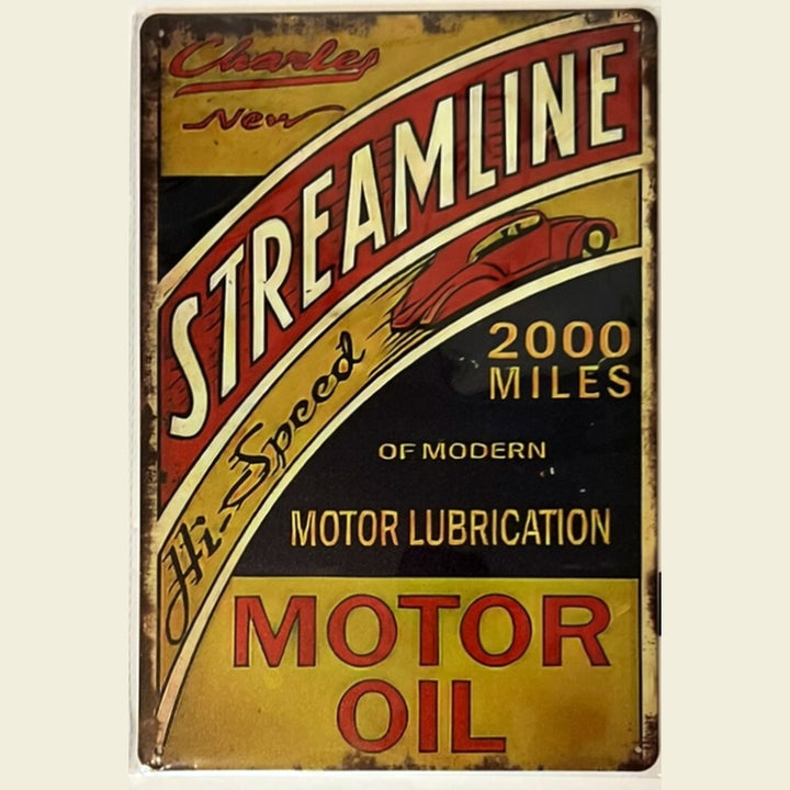 Streamline Motor Oil Vintage Novelty Metal Sign 12" x 8" Wall Art Home & Garden:Home Décor:Plaques & Signs Style Your Walls