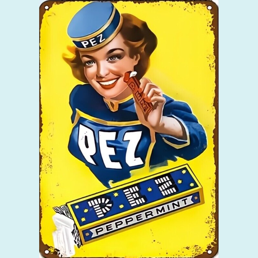 Pez Peppermint Vintage Novelty Metal Sign 12" x 8" Wall Art Home & Garden:Home Décor:Plaques & Signs Style Your Walls