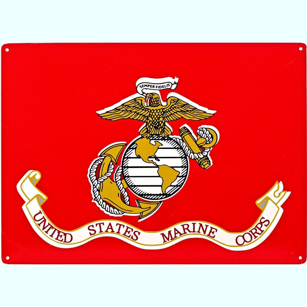 United States Marine Corps Hem-Wrapped Metal Sign 12.5" x 16" Home & Garden:Home Décor:Plaques & Signs Style Your Walls