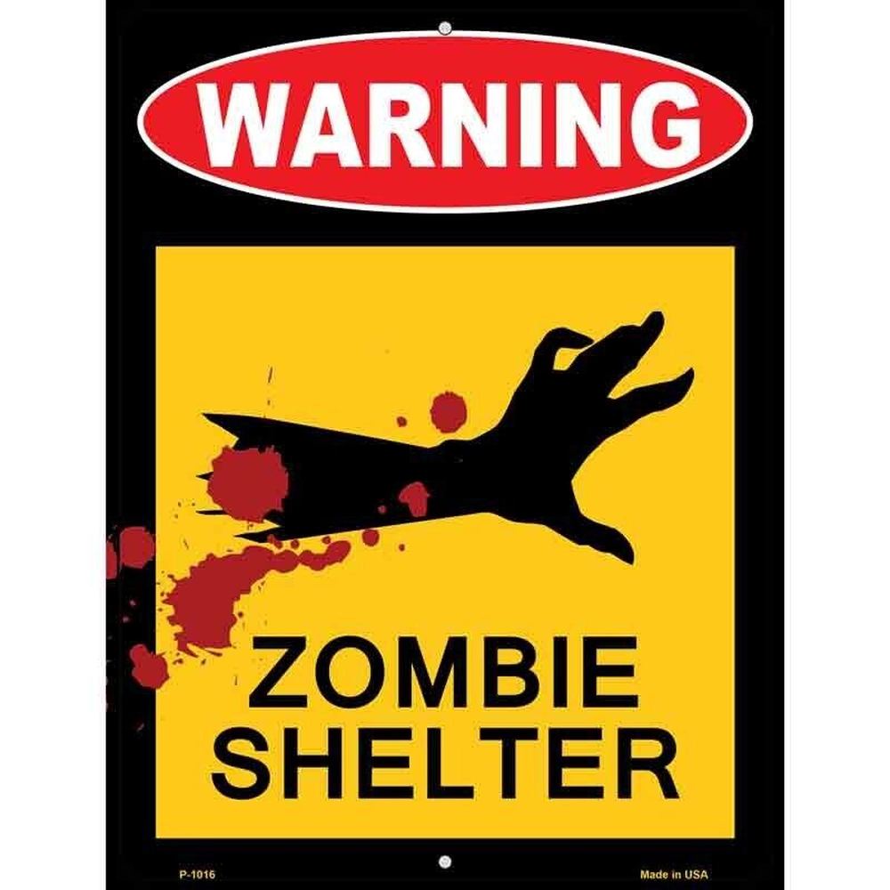 Zombie Shelter 9" x 12" Metal Novelty Parking Sign Home & Garden:Home Décor:Plaques & Signs Style Your Walls