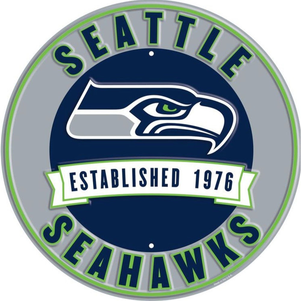 Seattle Seahawks NFL Licensed Embossed 12" Diameter Circular Sign NEW! Sports Mem, Cards & Fan Shop:Fan Apparel & Souvenirs:Football-NFL Style Your Walls