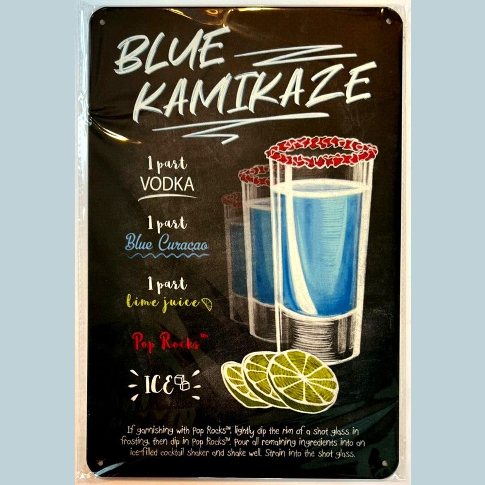 Blue Kamikaze Cocktail and Drink Mix Recipe Collection 12" x 8" Wall Art Home & Garden:Home Décor:Plaques & Signs Style Your Walls