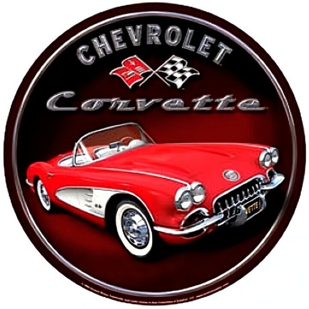 Chevrolet Corvette Licensed 12" Diameter Circular Sign NEW! Home & Garden:Home Décor:Plaques & Signs Style Your Walls