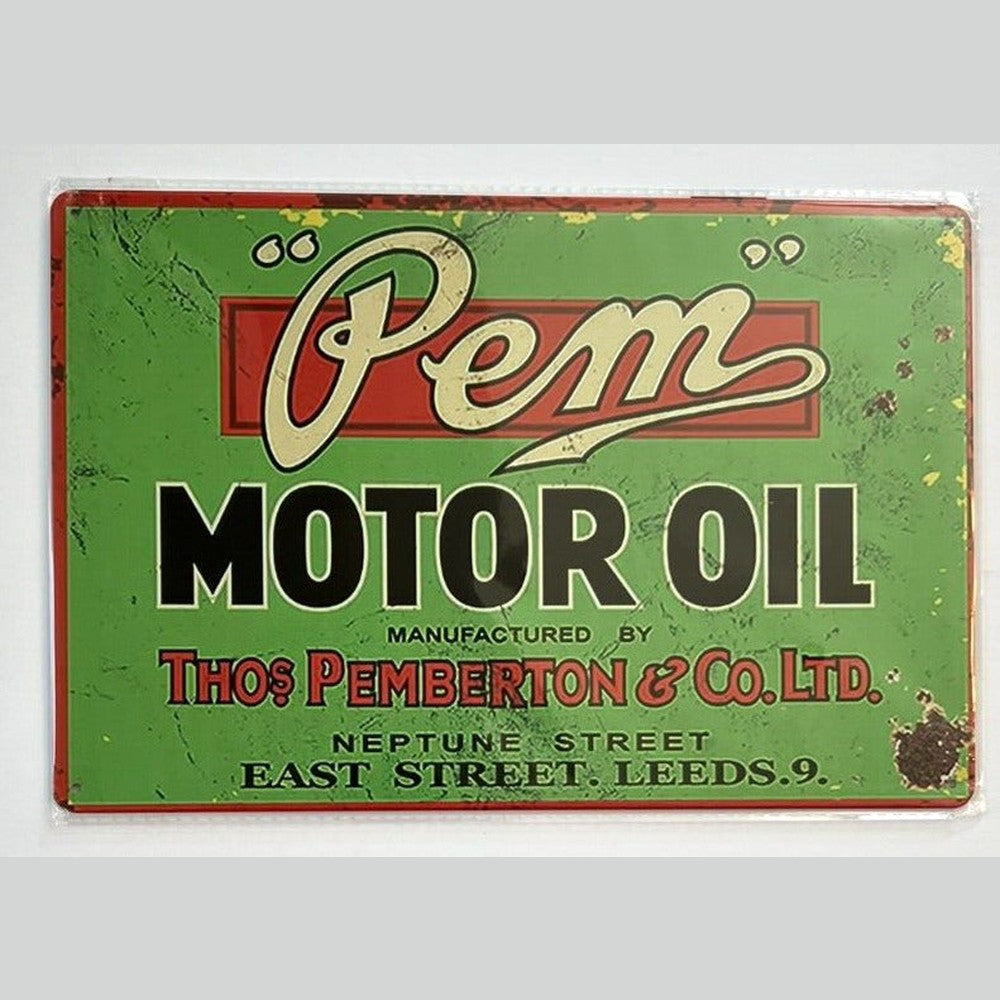 Pem Motor Oil Vintage Novelty 12" x 8" Metal Sign Wall Art New! Home & Garden:Home Décor:Plaques & Signs Style Your Walls