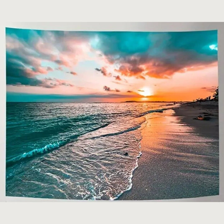 Stunning Vibrant Blue Ocean Sunset Fabric Tapestry 90.5" x 70.8" NEW! Home & Garden:Home Décor:Tapestries Style Your Walls