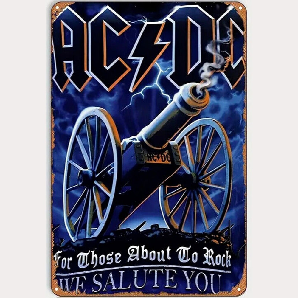 AC/DC For Those About To Rock We Salute You Vintage 8" x 12" Metal Sign NEW! Home & Garden:Home Décor:Plaques & Signs Style Your Walls