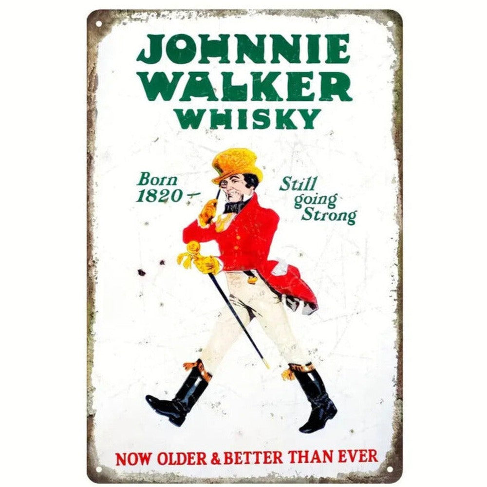 Johnnie Walker Whisky Vintage Novelty Metal Sign 12" x 8" Wall Art Home & Garden:Home Décor:Plaques & Signs Style Your Walls