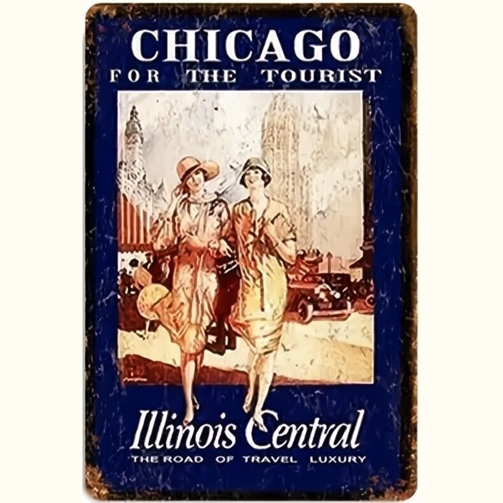 Chicago For The Tourist Illinois Central Novelty Metal Sign 8" x 12" New! Home & Garden:Home Décor:Plaques & Signs Style Your Walls