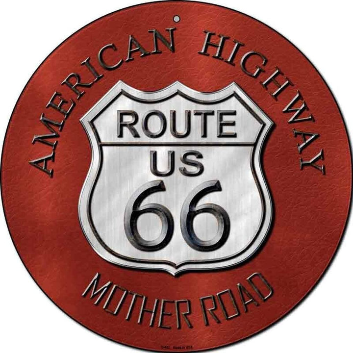 Route 66 American Highway Novelty 8" Metal Circular Sign NEW! Home & Garden:Home Décor:Plaques & Signs Style Your Walls