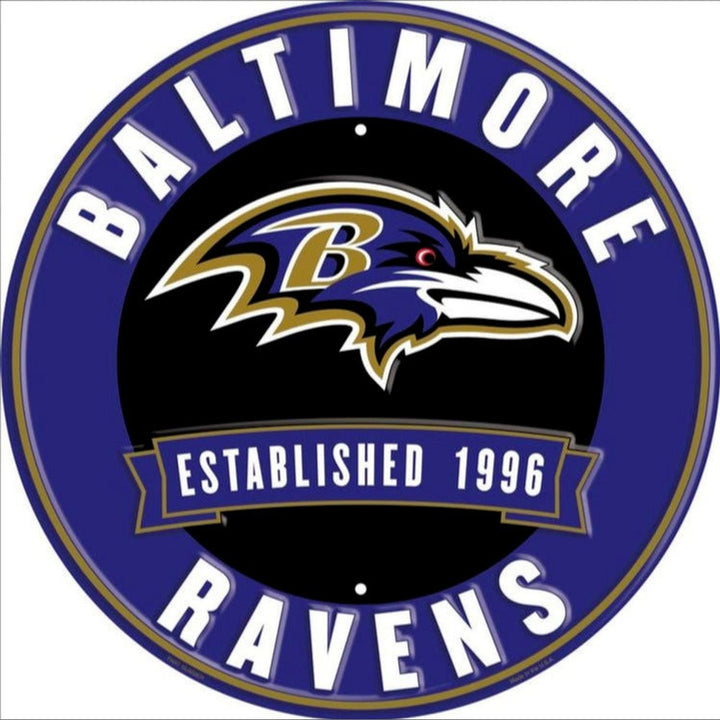 Baltimore Ravens NFL Licensed Embossed 12" Diameter Circular Sign NEW! Sports Mem, Cards & Fan Shop:Fan Apparel & Souvenirs:Football-NFL Style Your Walls
