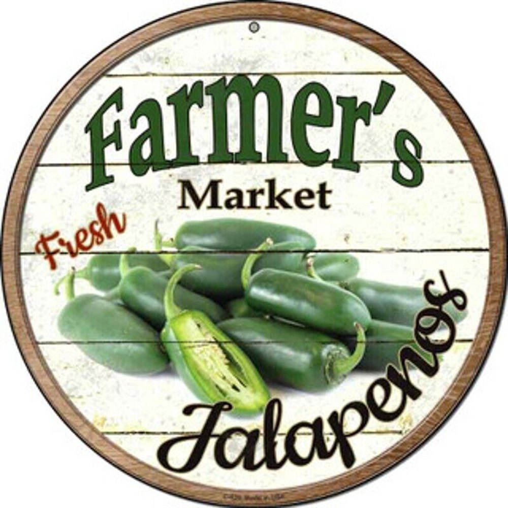 Farmer's Market Fresh Jalapenos Novelty 8" Metal Circular Sign NEW! Home & Garden:Home Décor:Plaques & Signs Style Your Walls