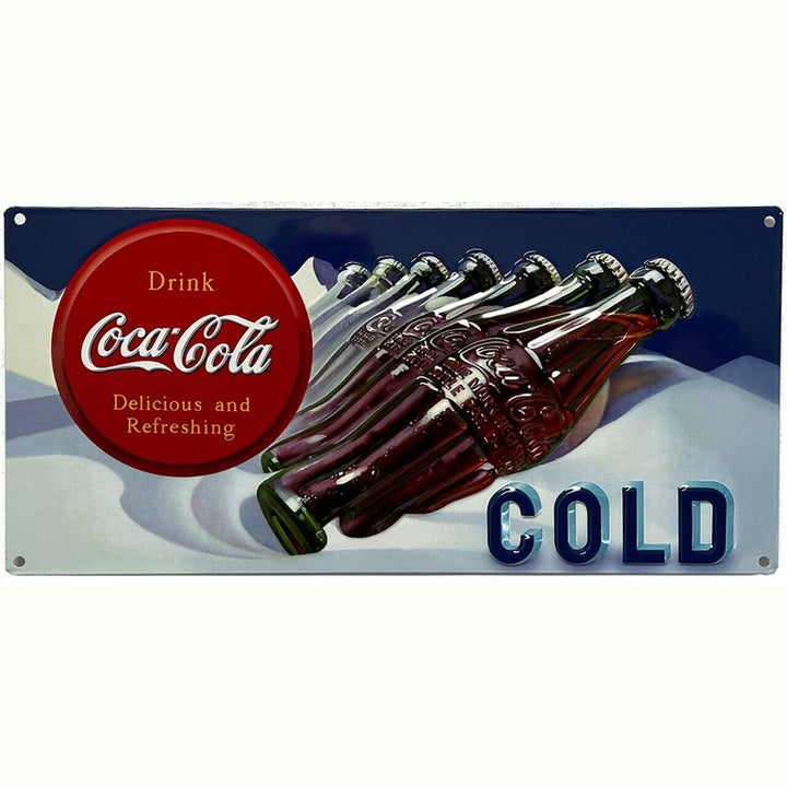 Drink Coca-Cola Delicious & Refreshing Premium Embossed 18.13 x 8.63 Metal Sign Home & Garden:Home Décor:Plaques & Signs Style Your Walls