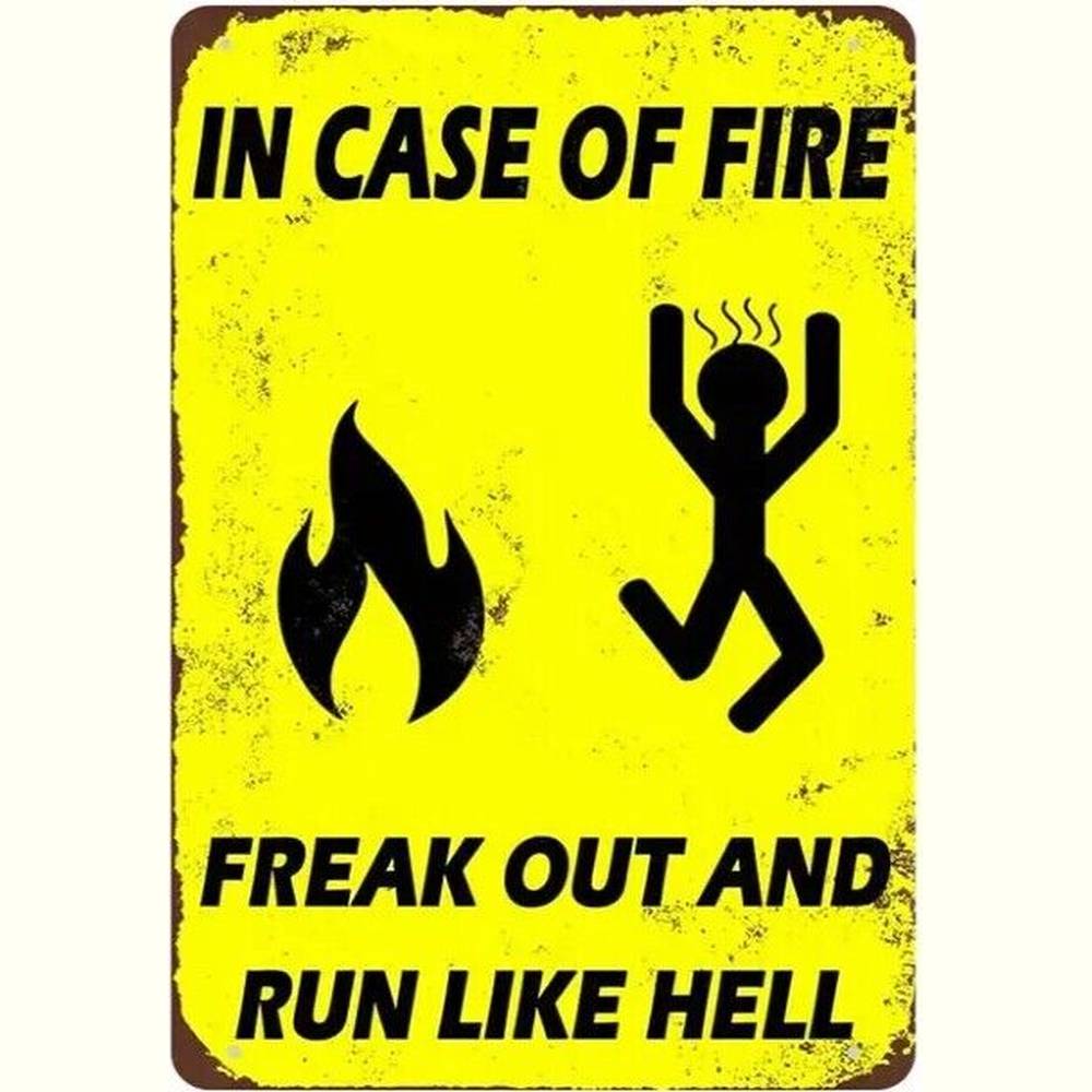 In Case Of Fire Freak Out And Run Like Hell Novelty Metal Tin Sign 8" x 12" NEW! Home & Garden:Home Décor:Plaques & Signs Style Your Walls