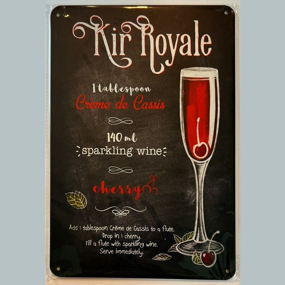 Kir Royale Cocktail and Drink Mix Recipe Collection 12" x 8" Wall Art Home & Garden:Home Décor:Plaques & Signs Style Your Walls