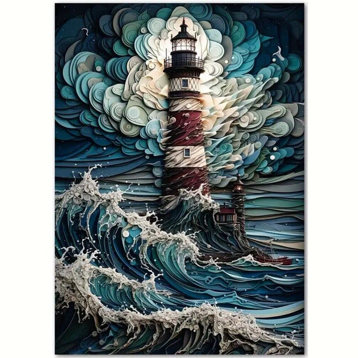 Artistic Lighthouse In A Storm 16" x 24" Canvas Art Print Home & Garden:Home Décor:Posters & Prints Style Your Walls