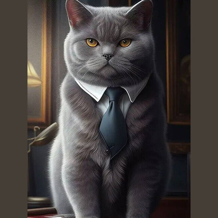 Whimsical Chic British Shorthair Cat Artistic Canvas Print 12" x 16" NEW! Home & Garden:Home Décor:Posters & Prints Style Your Walls
