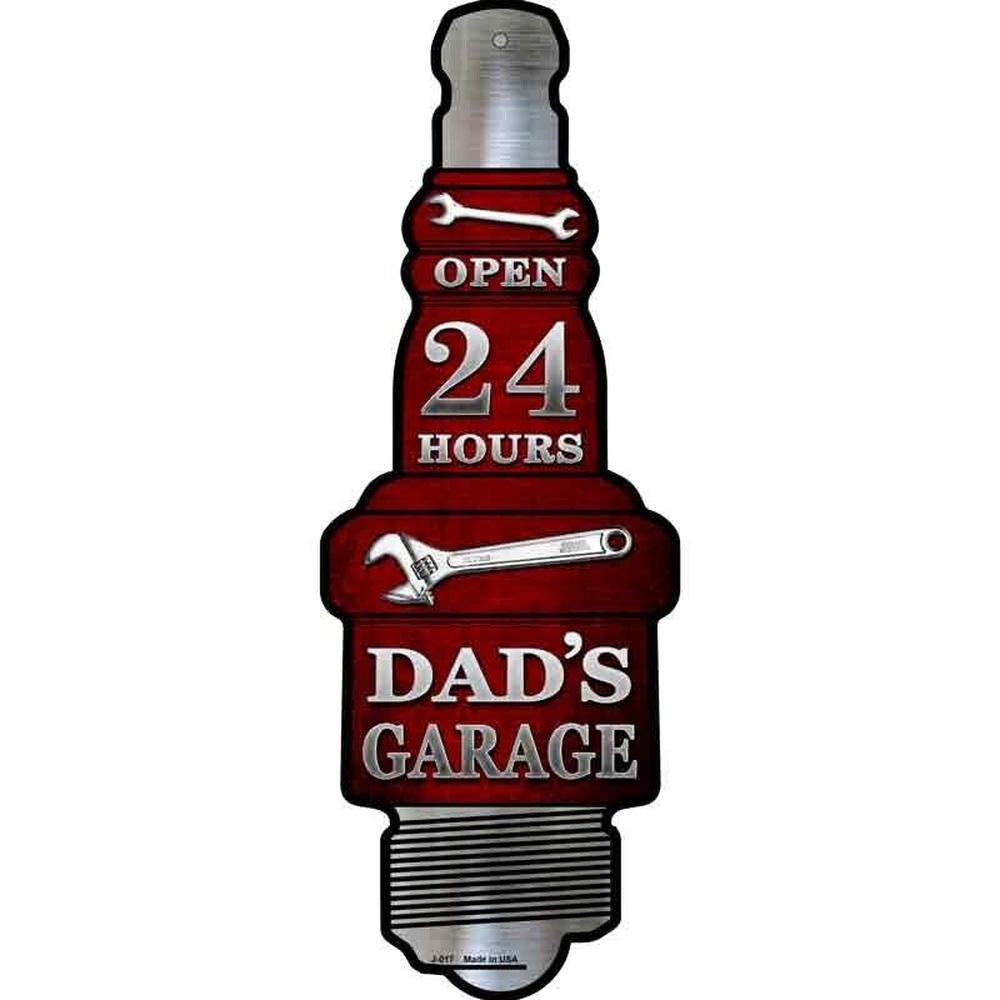 Dad's Garage Novelty Metal Spark Plug Sign 17" x 6" Home & Garden:Home Décor:Plaques & Signs Style Your Walls