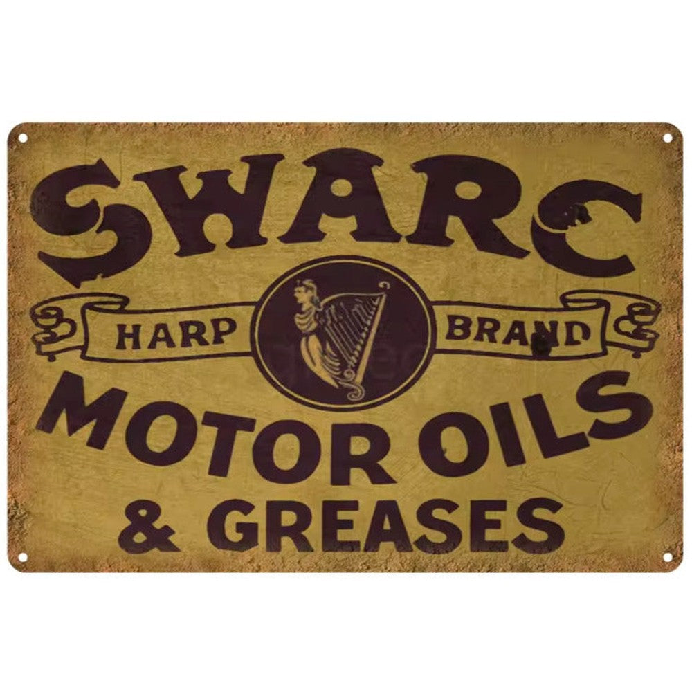 Swarc Harp Brand Motor Oil & Grease Vintage Novelty Metal Sign 8" x 12" Wall Art Home & Garden:Home Décor:Plaques & Signs Style Your Walls