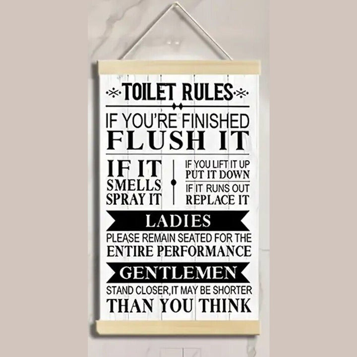 Toilet Rules Canvas Hanging Scroll 12.2" x 16.9" Wall Art Home & Garden:Home Décor:Plaques & Signs Style Your Walls