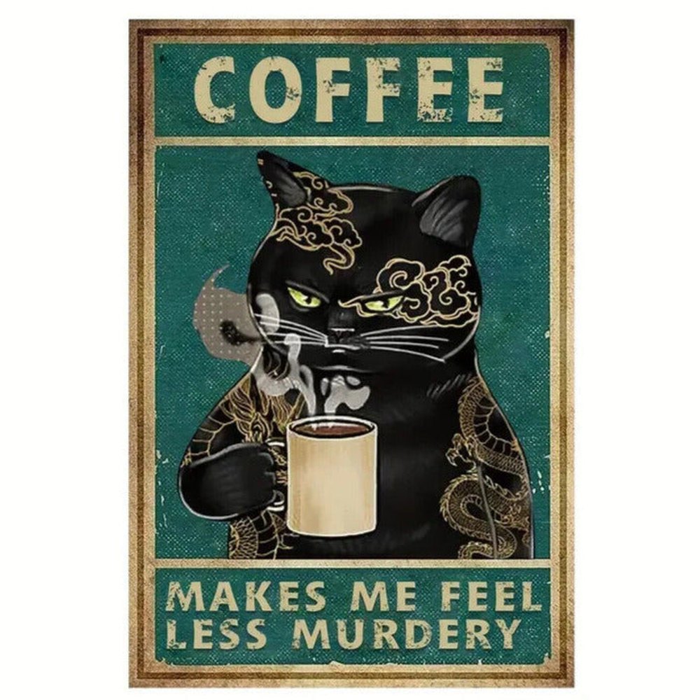 Coffee Makes Me Feel Less Murdery Vintage Novelty Metal Sign 12" x 8" Wall Art Home & Garden:Home Décor:Plaques & Signs Style Your Walls