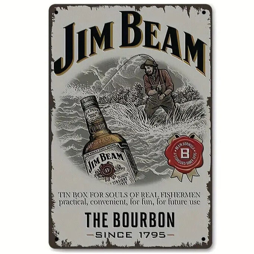 Jim Beam The Bourbon Since 1795 Vintage Novelty Metal Sign 12" x 8" Wall Art Home & Garden:Home Décor:Plaques & Signs Style Your Walls