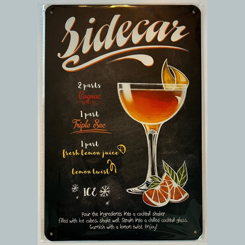 Sidecar Popular Cocktail and Drink Mix Recipe Collection 12" x 8" Wall Art Home & Garden:Home Décor:Plaques & Signs Style Your Walls