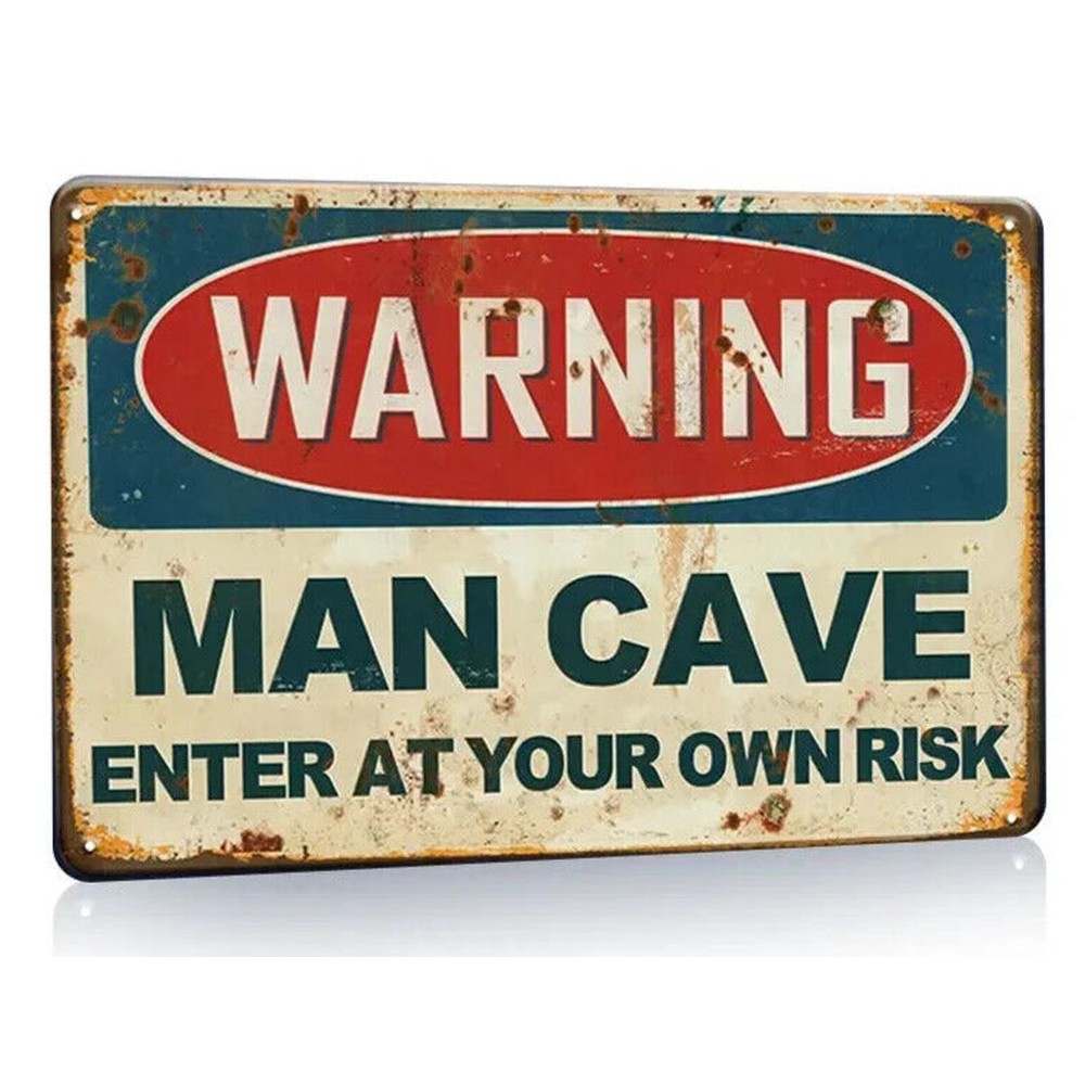 Warning Man Cave Novelty Metal Sign 12 x 8 Wall Art Home & Garden:Home Décor:Plaques & Signs Style Your Walls