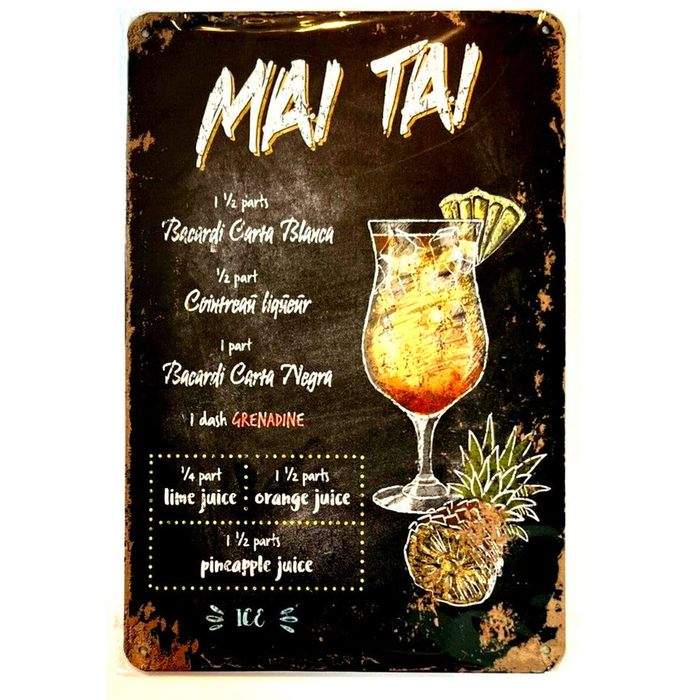 Mai Tai Cocktail and Drink Mix Recipe Collection 12" x 8" Wall Art Home & Garden:Home Décor:Plaques & Signs Style Your Walls