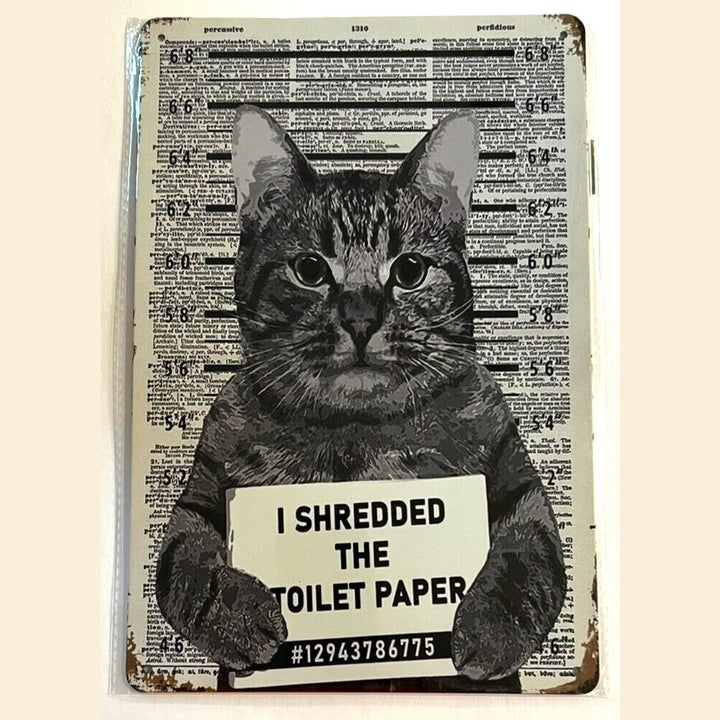 I shredded The Toilet Paper Cat Mugshot 8" x 12" Vintage Novelty Metal Sign Home & Garden:Home Décor:Plaques & Signs Style Your Walls