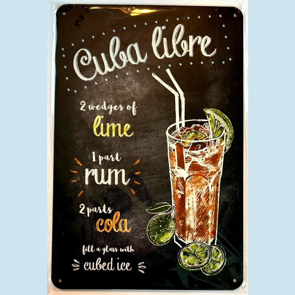 Cuba Libre Cocktail and Drink Mix Recipe Collection 12" x 8" Wall Art Home & Garden:Home Décor:Plaques & Signs Style Your Walls