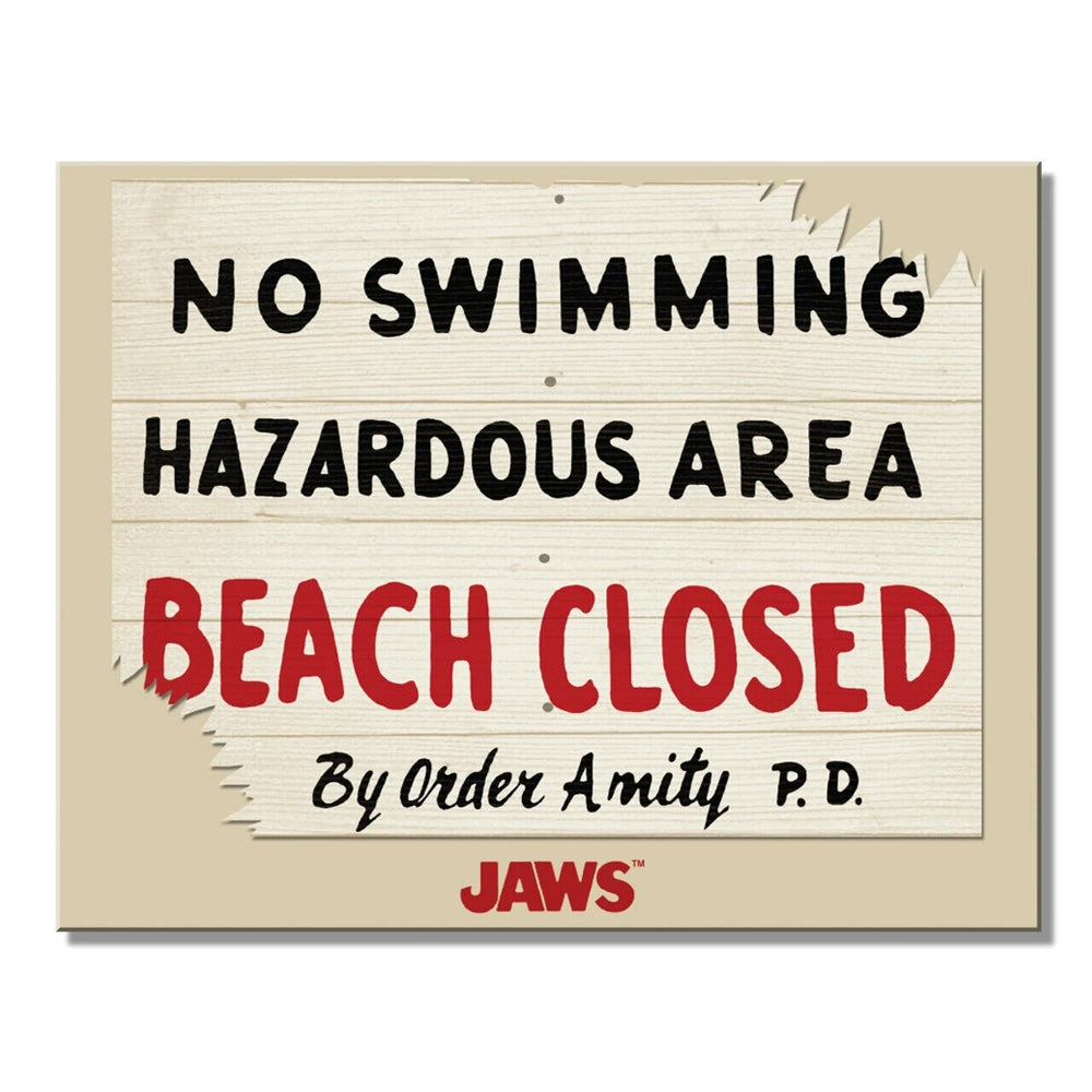 Jaws No Swimming Beach Closed By Order Amity P.D. Metal Sign 16" x 12.5" Home & Garden:Home Décor:Plaques & Signs Style Your Walls