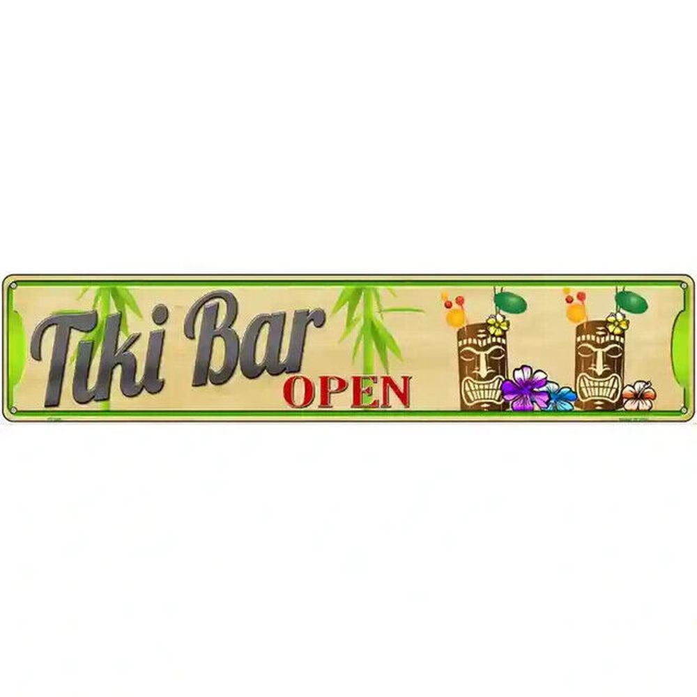 Tiki Bar Open Novelty Metal Street Sign 18" x 4" New! Home & Garden:Home Décor:Plaques & Signs Style Your Walls
