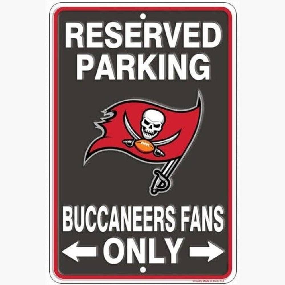 Reserved Parking Buccaneers Fans Only Embossed Metal Licensed Sign 8" x 12" Home & Garden:Home Décor:Plaques & Signs Style Your Walls