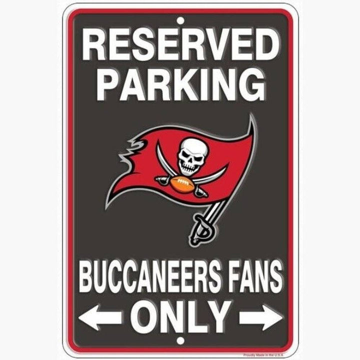 Reserved Parking Buccaneers Fans Only Embossed Metal Licensed Sign 8" x 12" Home & Garden:Home Décor:Plaques & Signs Style Your Walls