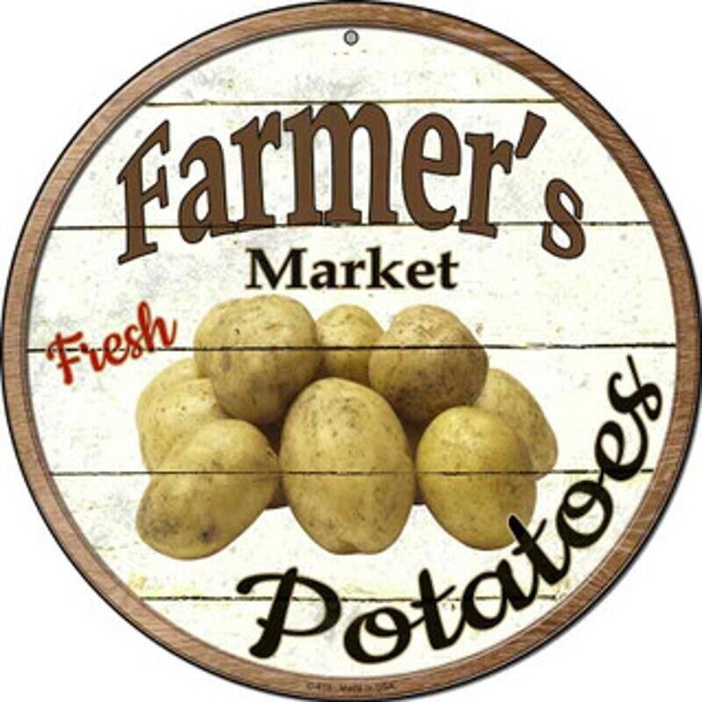 Farmer's Market Fresh Potatoes Novelty 8" Metal Circular Sign NEW! Home & Garden:Home Décor:Plaques & Signs Style Your Walls