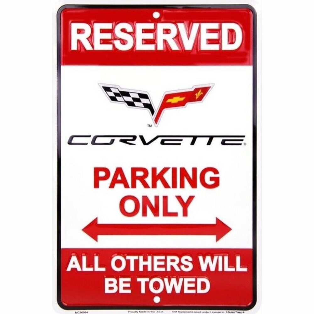 Reserved Corvette Parking Only All Others Will Be Towed Metal Sign 8" x 12" Home & Garden:Home Décor:Plaques & Signs Style Your Walls