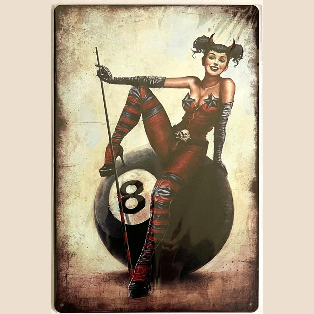 Billiards Devil Pinup Girl 8 Ball Pool Novelty metal sign 12" x 8" Wall Art New! Home & Garden:Home Décor:Plaques & Signs Style Your Walls