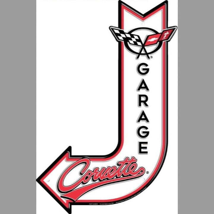 Corvette Service Bent Arrow Die Cut Embossed Licensed Metal 11.5" x 17.5" Sign Home & Garden:Home Décor:Plaques & Signs Style Your Walls