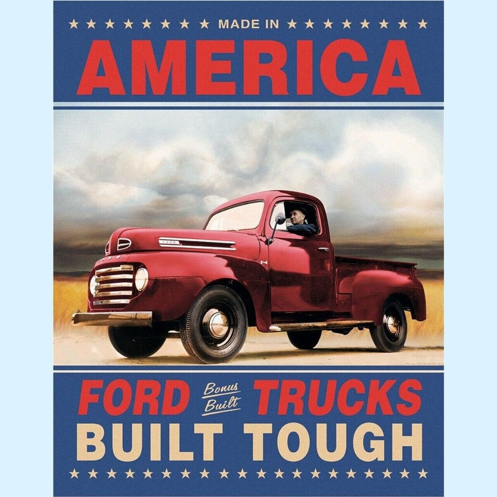 Ford Trucks Made In America Built Tough Metal Sign 16" x 12.5" Home & Garden:Home Décor:Plaques & Signs Style Your Walls