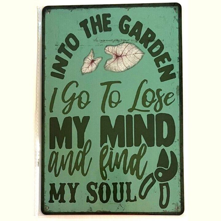 Into The Garden I go To Lose My Mind 8" x 12" Vintage Novelty Metal Sign Home & Garden:Home Décor:Plaques & Signs Style Your Walls