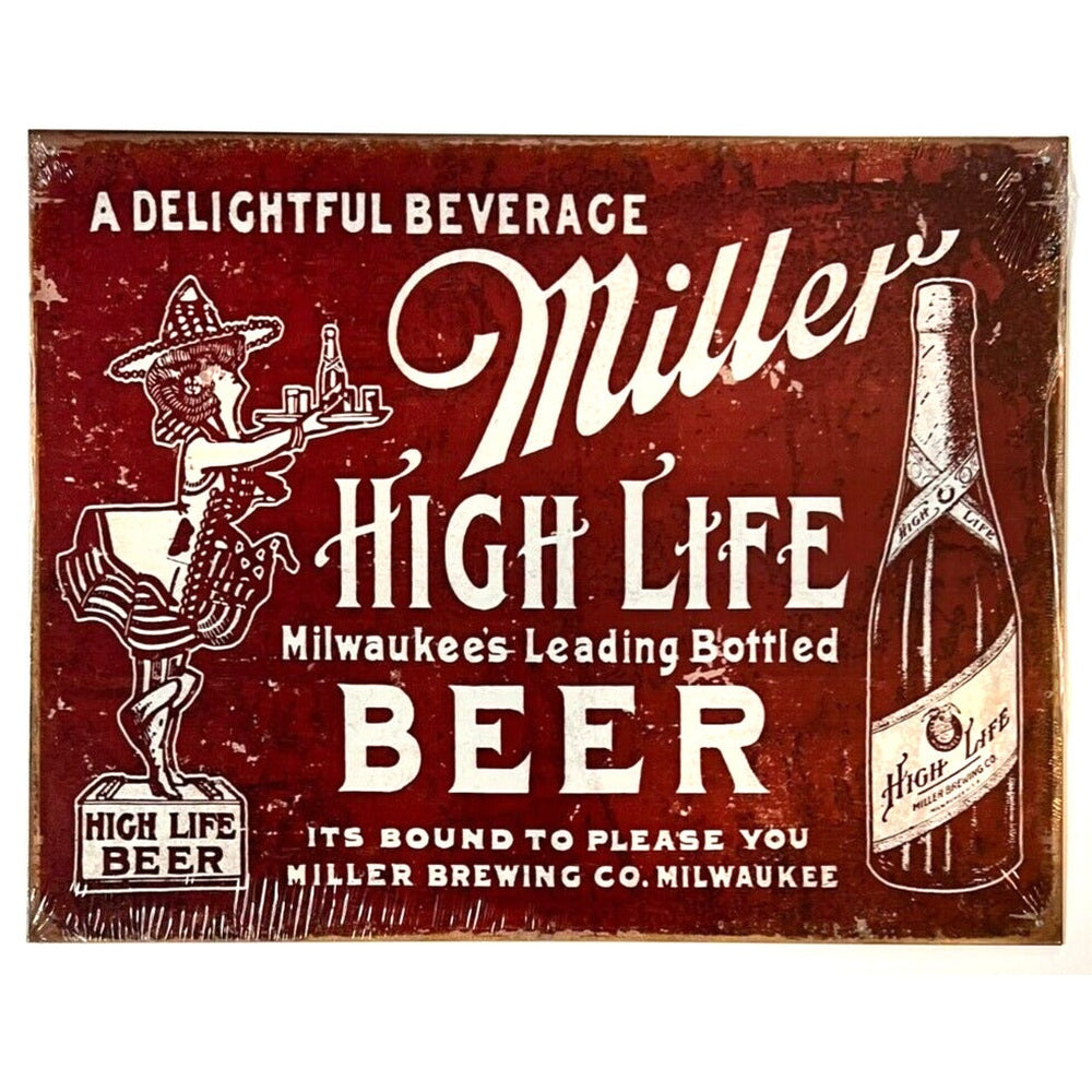 Miller High Life Beer A Delightful Beverage Vintage Novelty Sign 16" x 12.5" Home & Garden:Home Décor:Plaques & Signs Style Your Walls