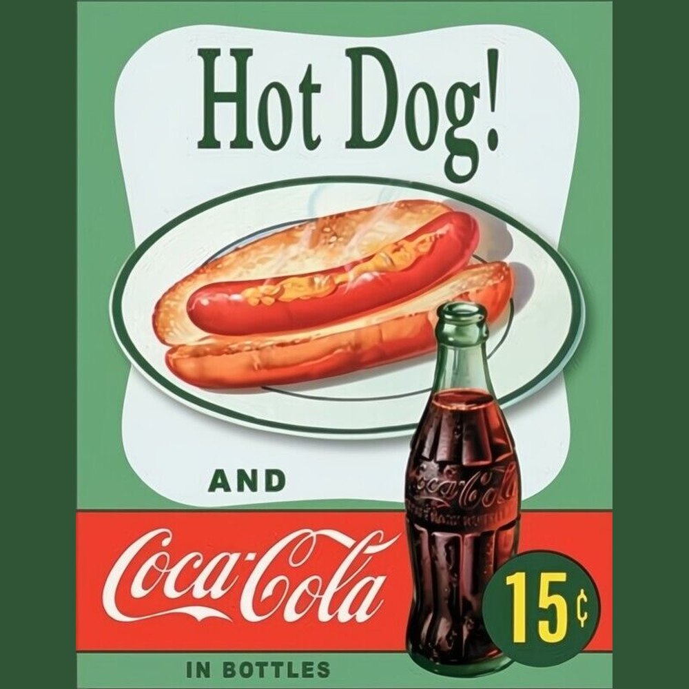 Coca-Cola & Hot Dog! 15 Cents Vintage Novelty Sign 16" x 12.5" Home & Garden:Home Décor:Plaques & Signs Style Your Walls