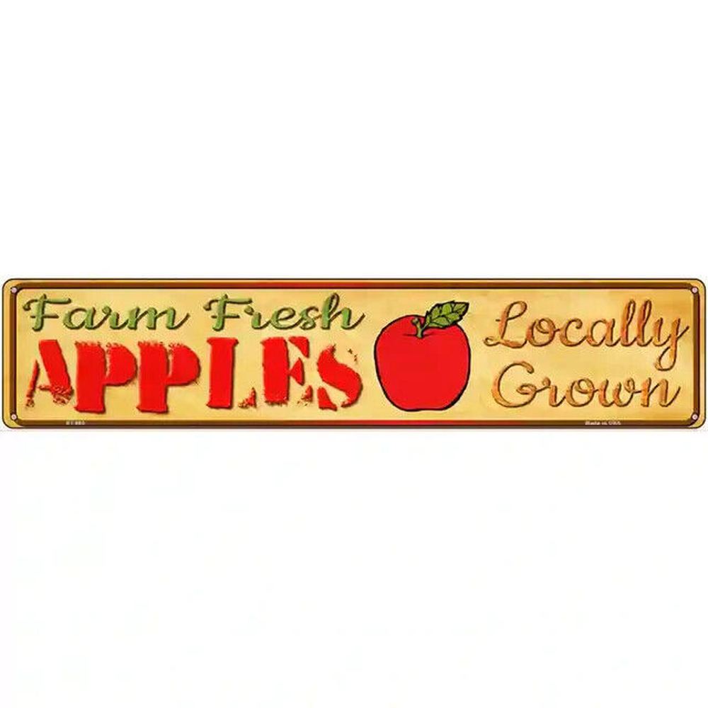 Farm Fresh Apples Locally Grown 18" x 4" Novelty Metal Sign Home & Garden:Home Décor:Plaques & Signs Style Your Walls