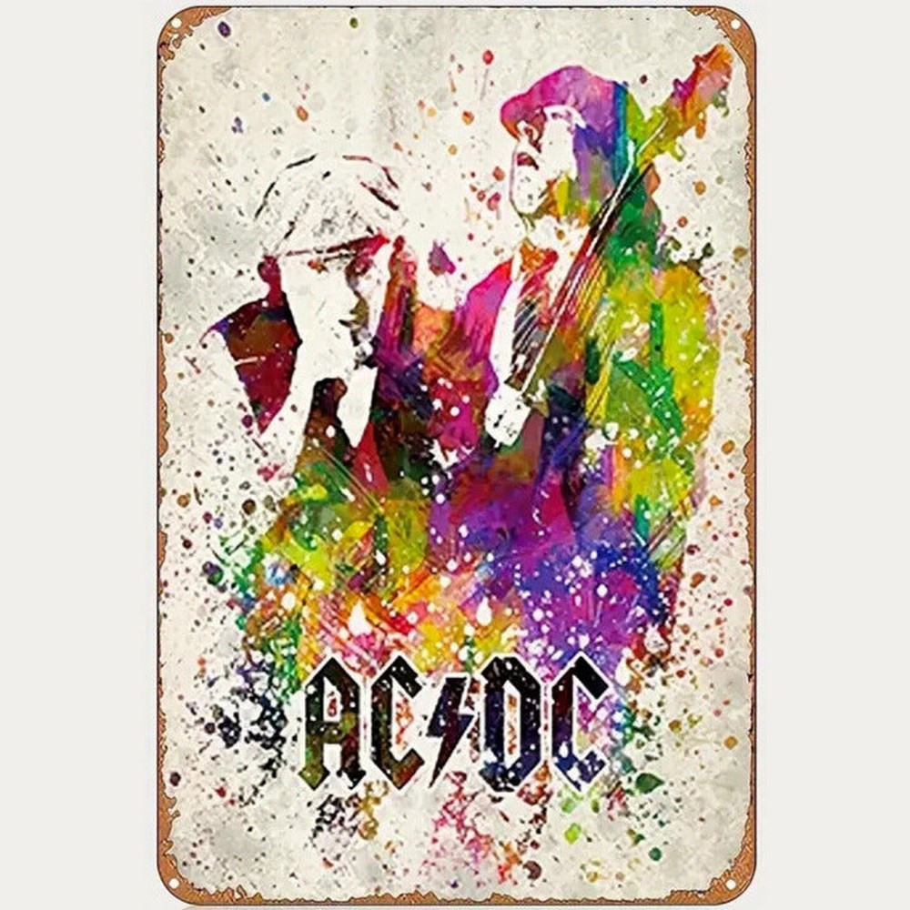 AC/DC Brian Johnson & Angus Young Vintage 8" x 12" Metal Sign NEW! Home & Garden:Home Décor:Plaques & Signs Style Your Walls
