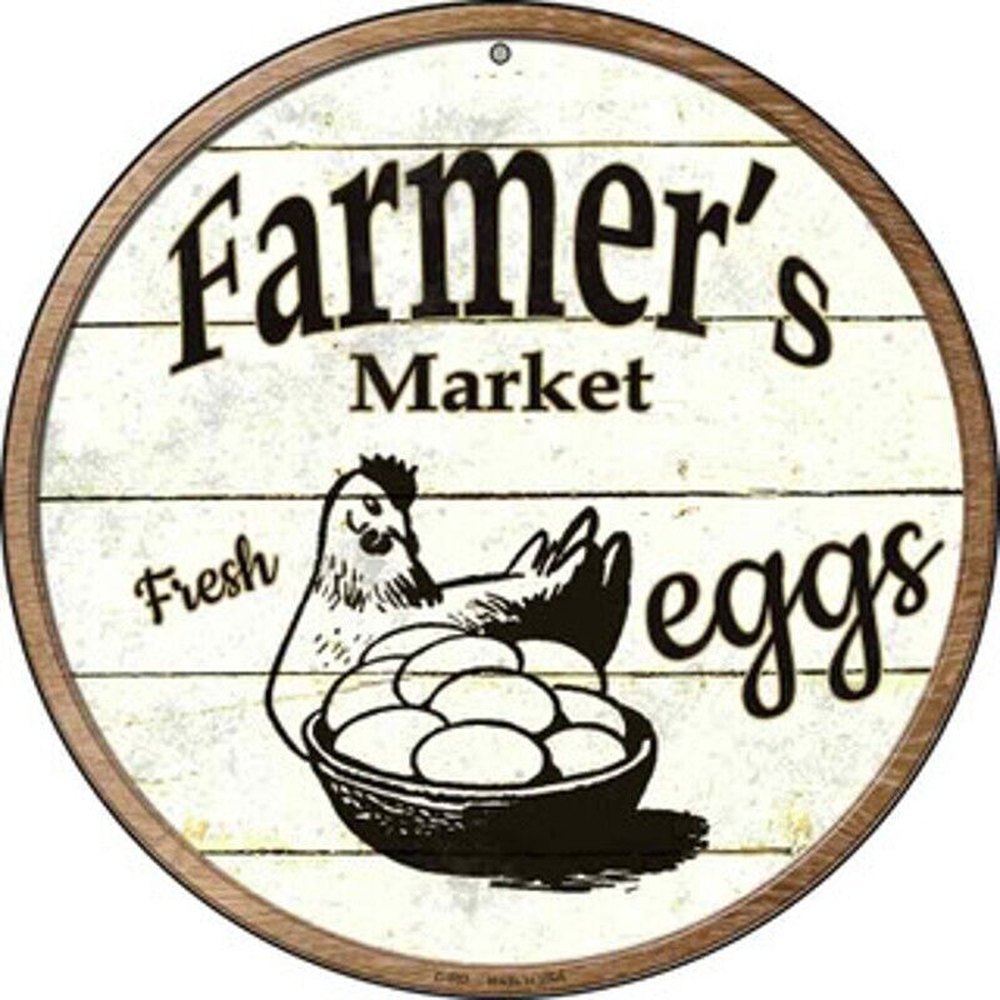 Farmer's Market Fresh Eggs Novelty 8" Metal Circular Sign NEW! Home & Garden:Home Décor:Plaques & Signs Style Your Walls
