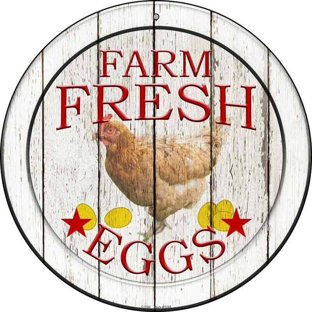Farm Fresh Eggs Novelty 8" Metal Circular Sign NEW! Home & Garden:Home Décor:Plaques & Signs Style Your Walls