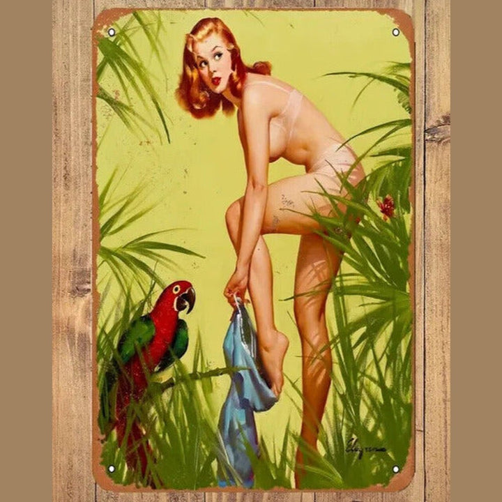 Funny Skinny Dipping Model Vintage Novelty Metal Sign 12" x 8" Wall Art Home & Garden:Home Décor:Plaques & Signs Style Your Walls