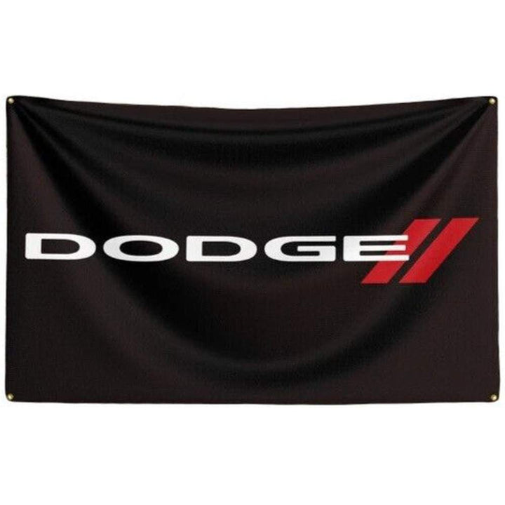 Black Dodge 3 ft x 5 ft Flag With Corner Grommets NEW! Home & Garden:Yard, Garden & Outdoor Living:Décor:Flags Style Your Walls